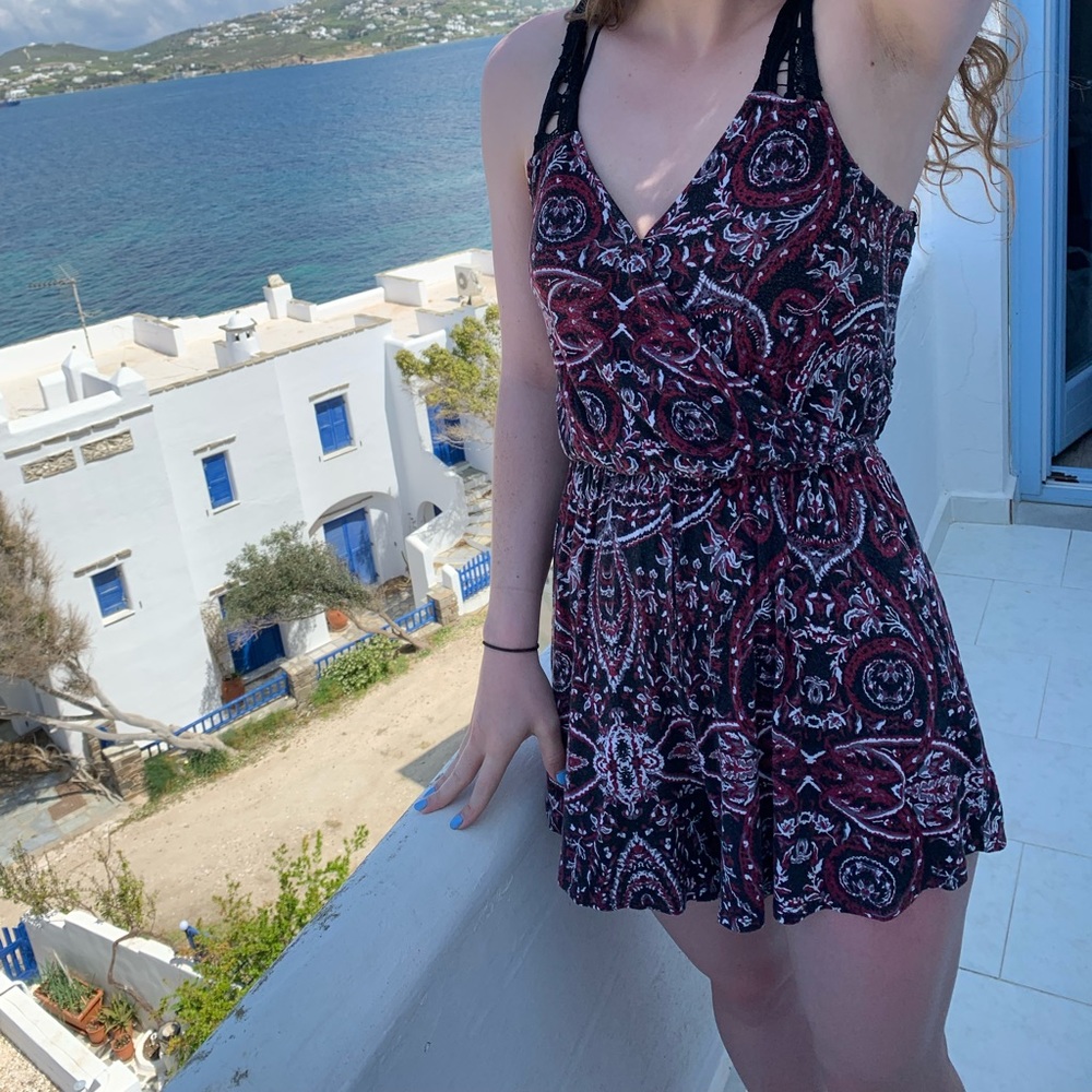 Abercrombie & Fitch Crochet-Back Paisley Romper